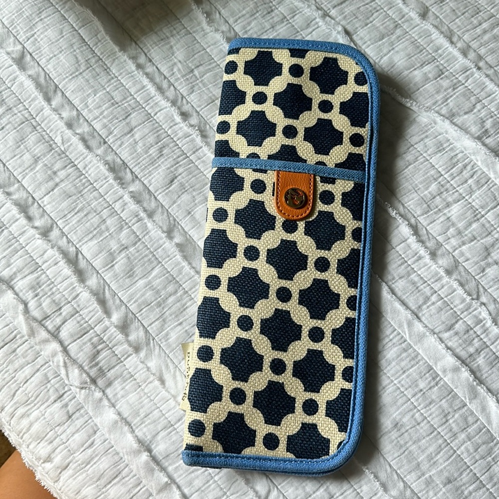 Spartina 449 Navy and Cream Geometric Hair Tool Case